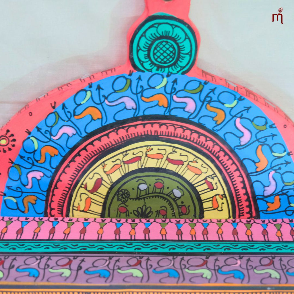 Hand-Painted Wooden Wall Key Holder with Shelf