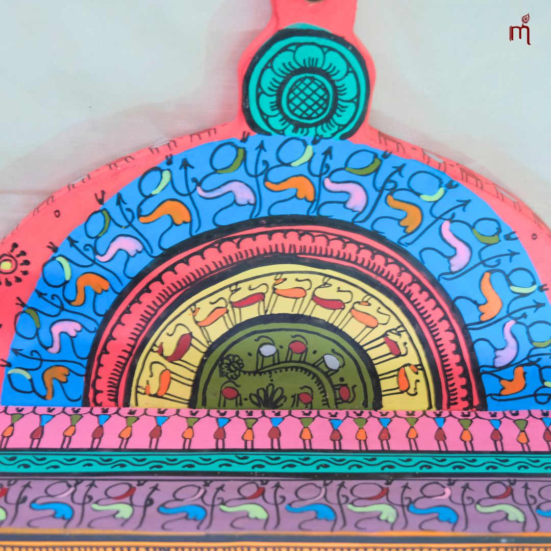 Hand-Painted Wooden Wall Key Holder with Shelf