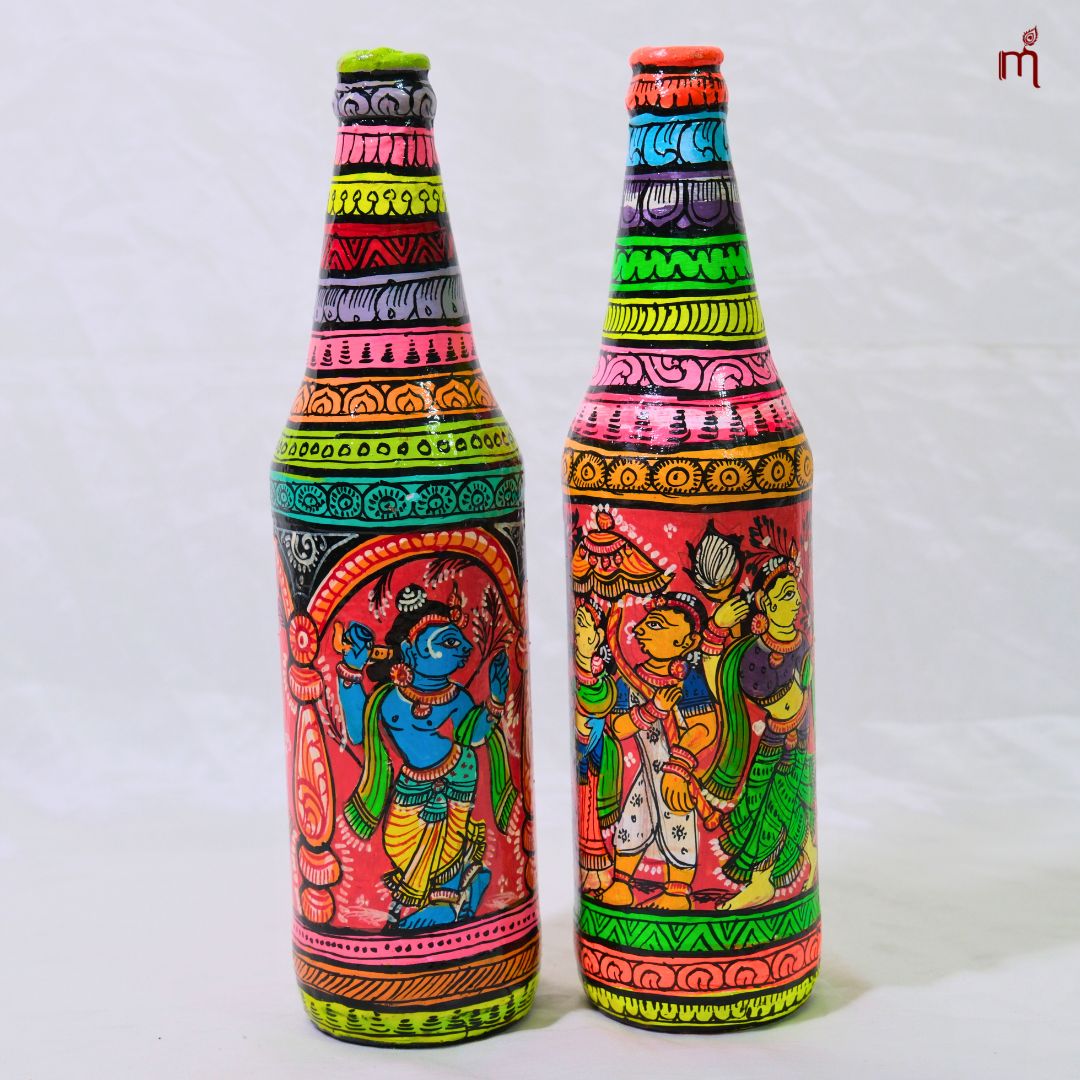Hand-Painted Decorative Glass Bottles