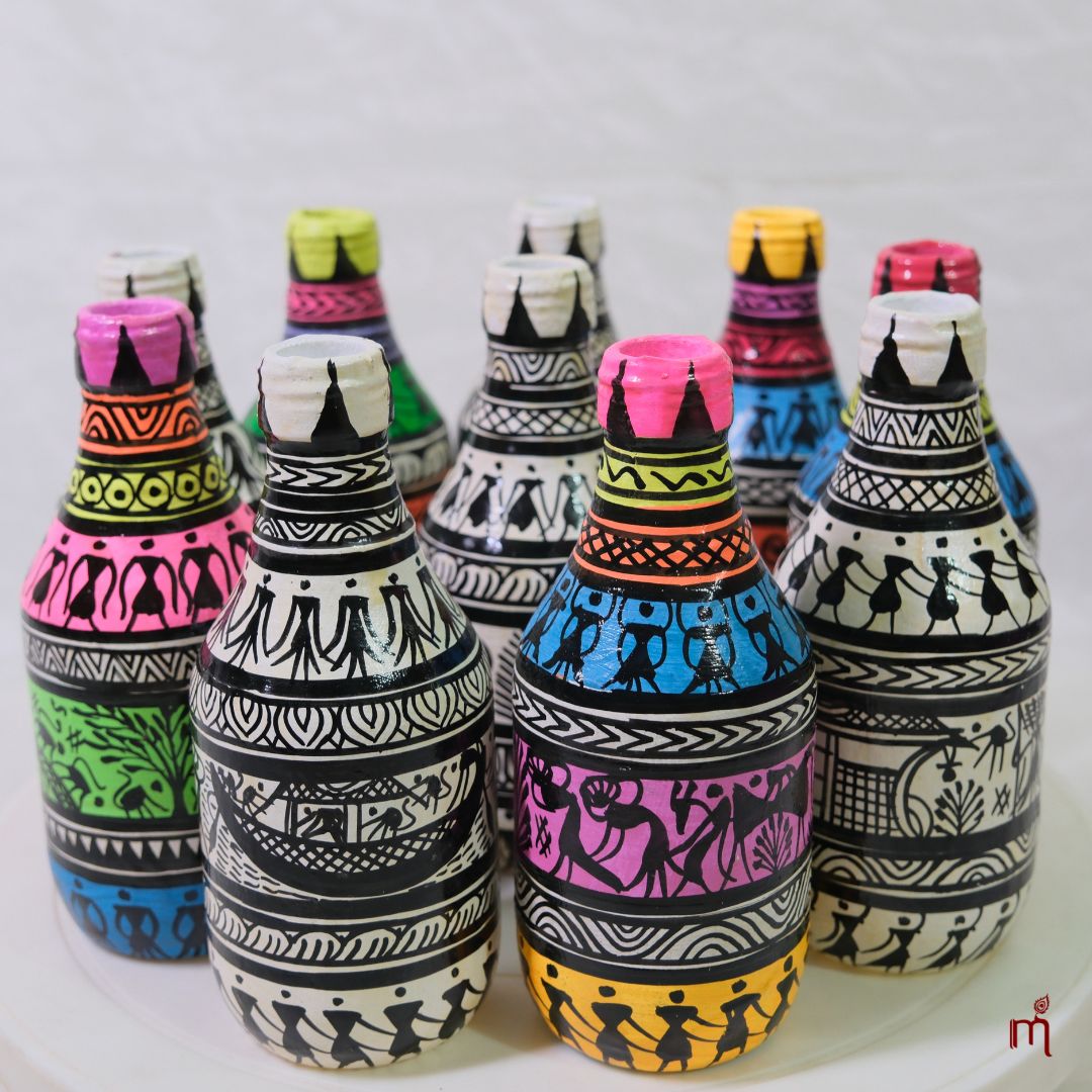 Hand-Painted Tribal Folk Art Decorative Bottles (Mini)