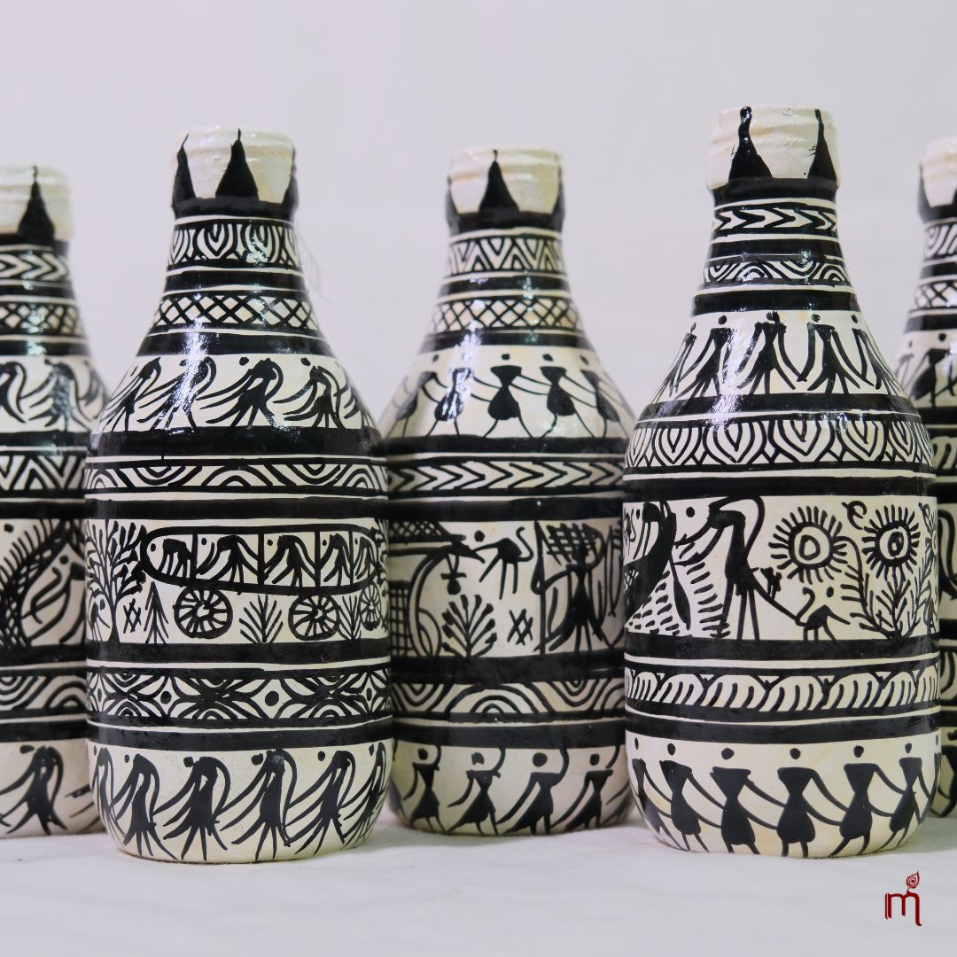 Hand-Painted Tribal Folk Art Decorative Bottles (Mini)