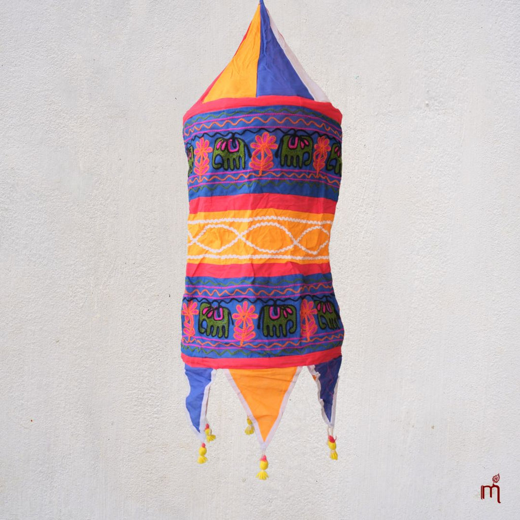Pipili Appliqué Elephant Lampshade Jhumar 3 Feet