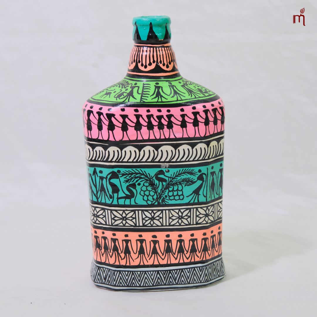 Hand-Painted Saura Tribal Art Decorative Bottles (Large)