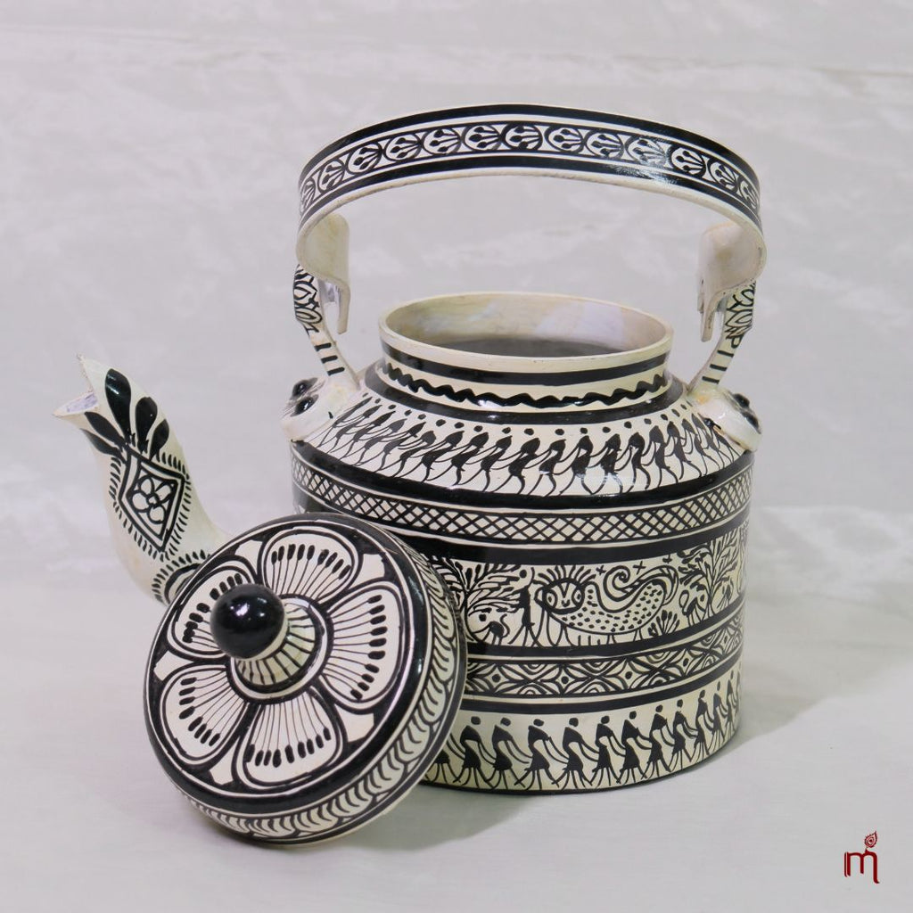 Hand-Painted Aluminium Teapot (Saura Tribal Art)