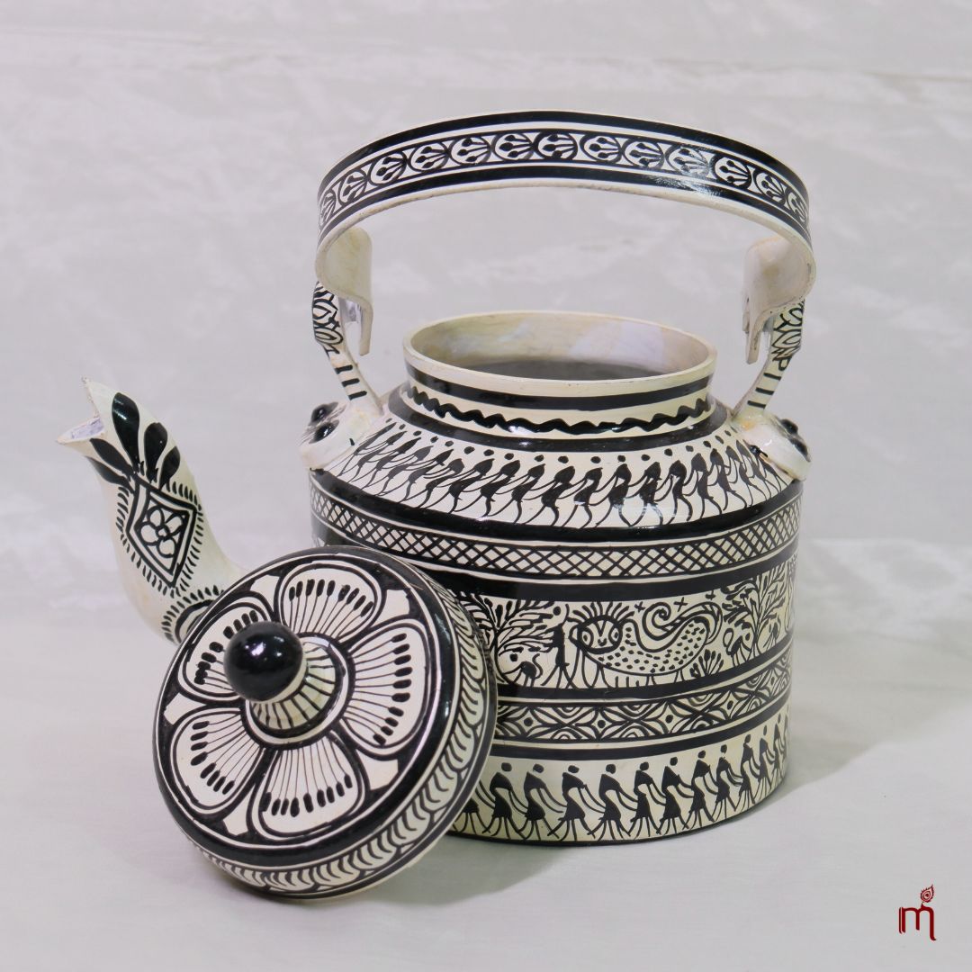 Hand-Painted Aluminium Teapot (Saura Tribal Art)