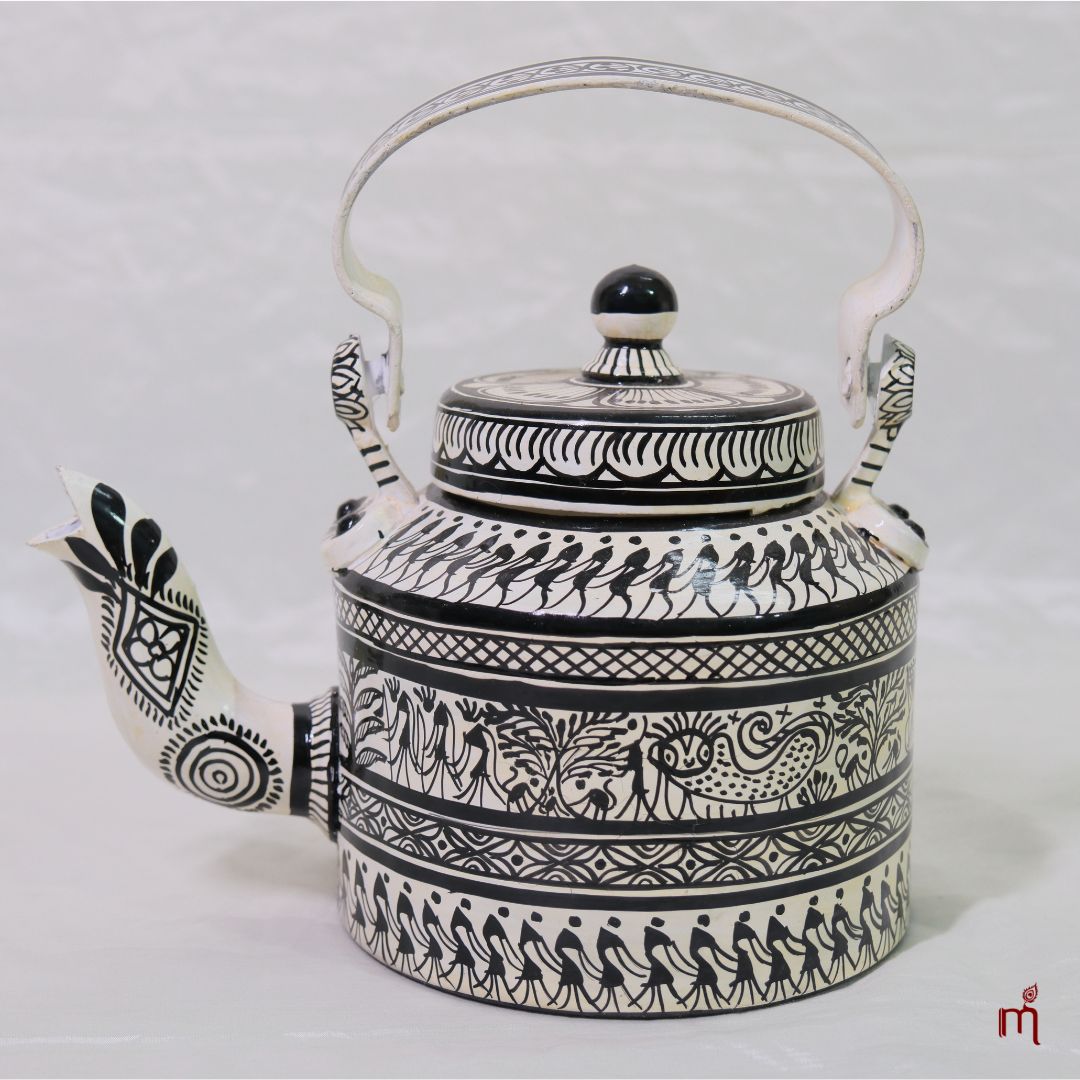 Hand-Painted Aluminium Teapot (Saura Tribal Art)