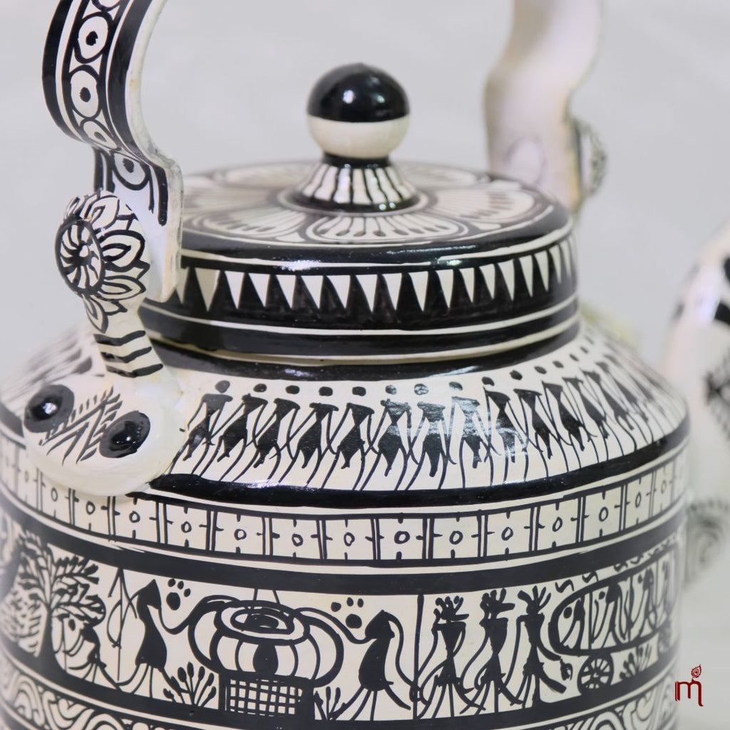 Hand-Painted Aluminium Teapot (Saura Tribal Art)