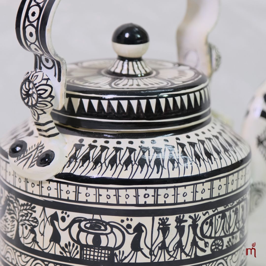 Hand-Painted Aluminium Teapot (Saura Tribal Art)