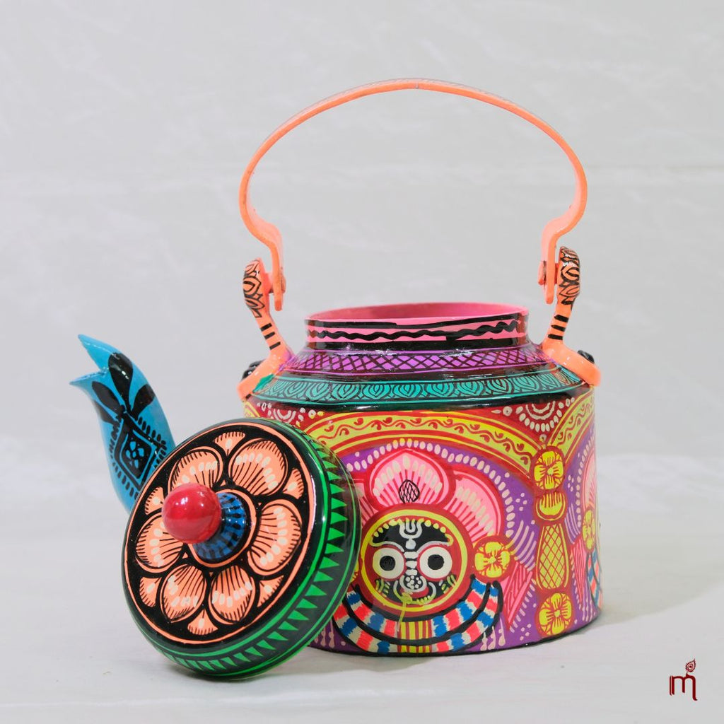 Hand-Painted Aluminium Jagannath Teapot Multicolor
