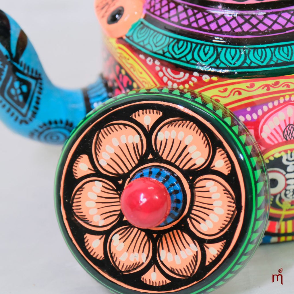 Hand-Painted Aluminium Jagannath Teapot Multicolor