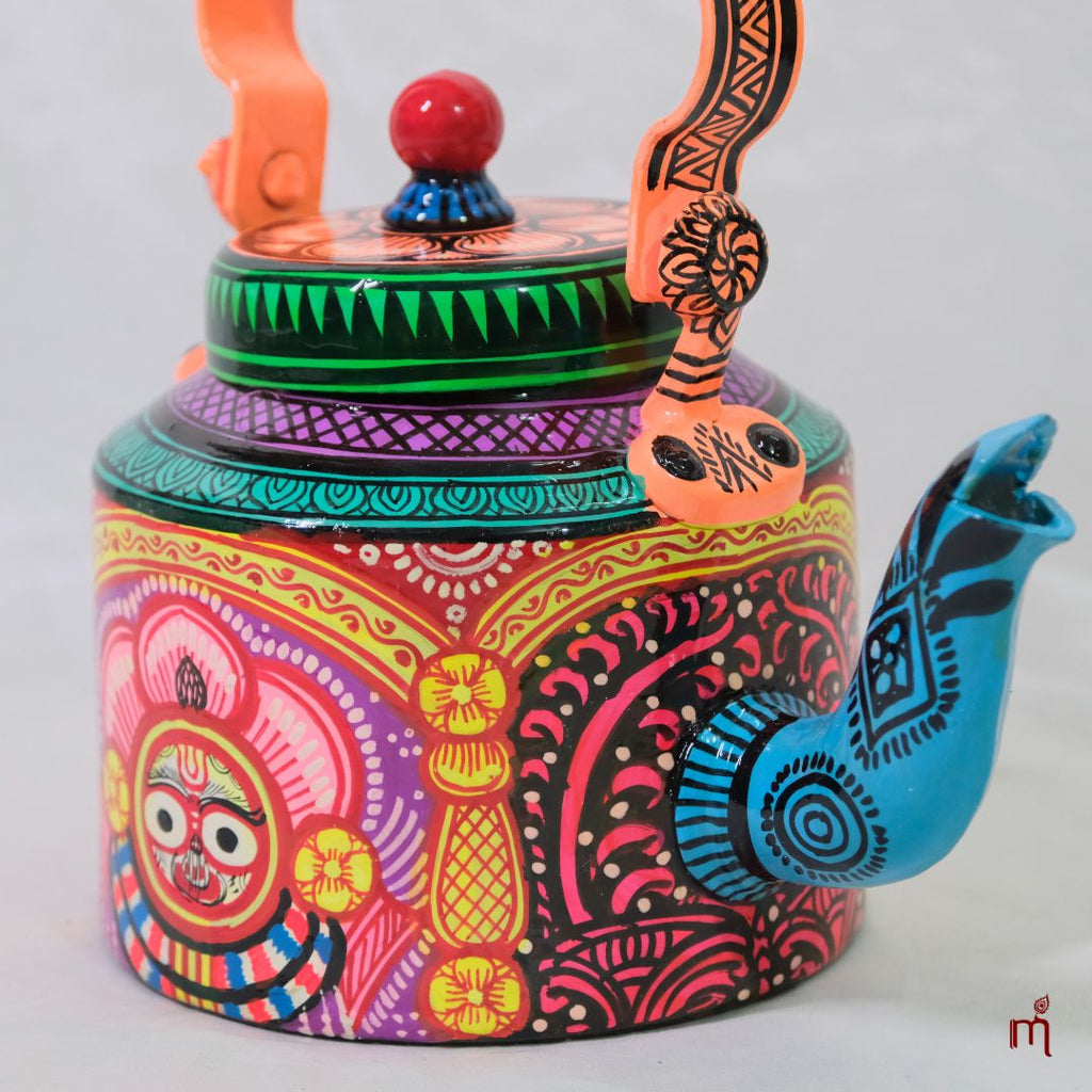 Hand-Painted Aluminium Jagannath Teapot Multicolor