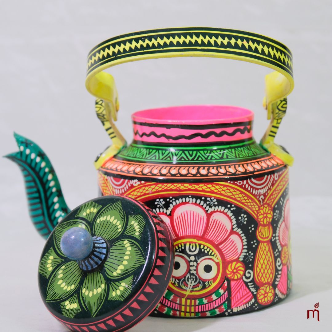 Hand-Painted Aluminium Jagannath Teapot Multicolor