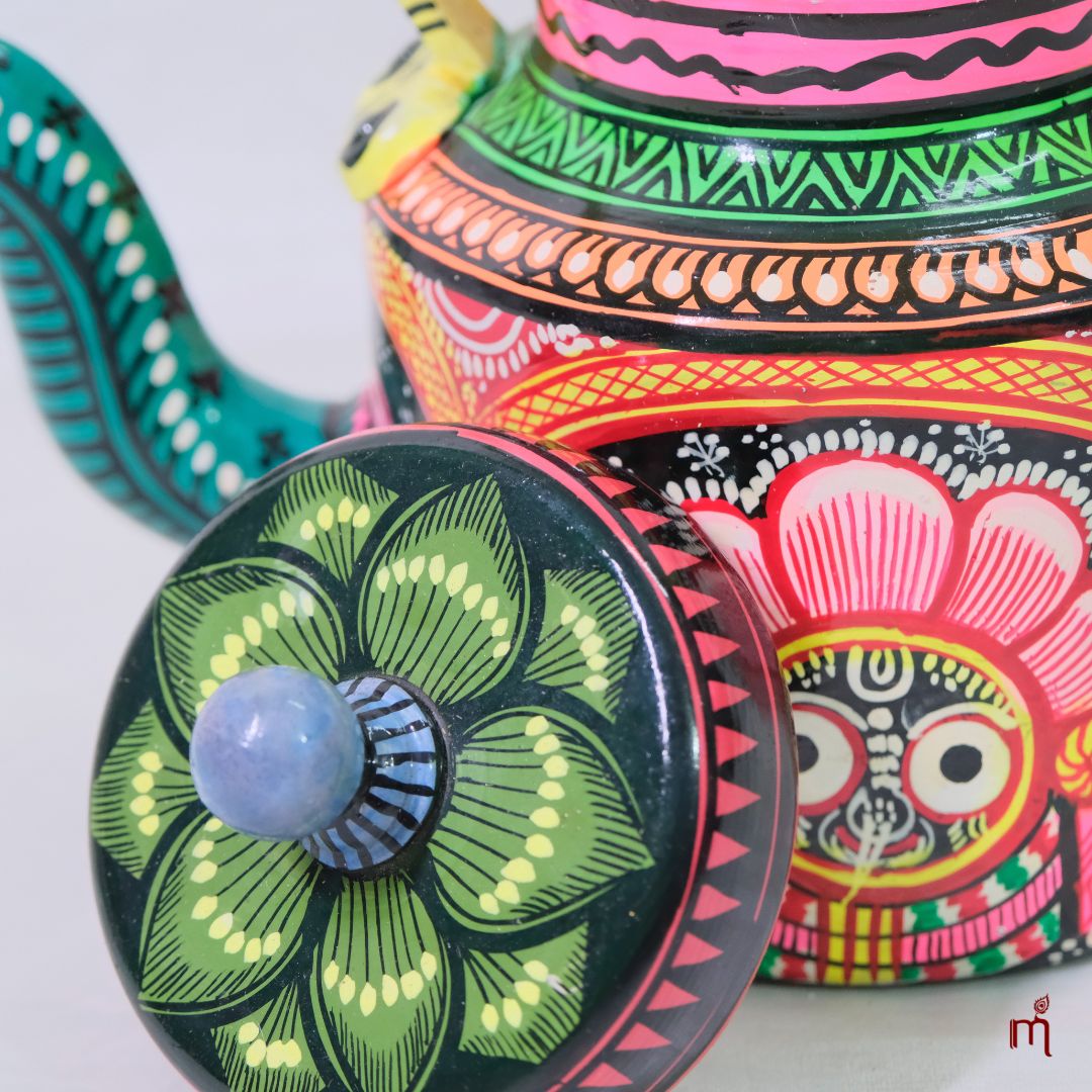 Hand-Painted Aluminium Jagannath Teapot Multicolor